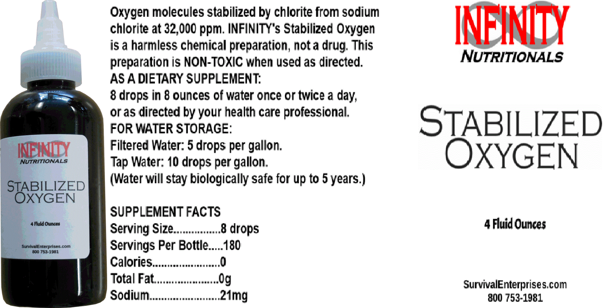 Stabilized Oxygen: health and water storage.