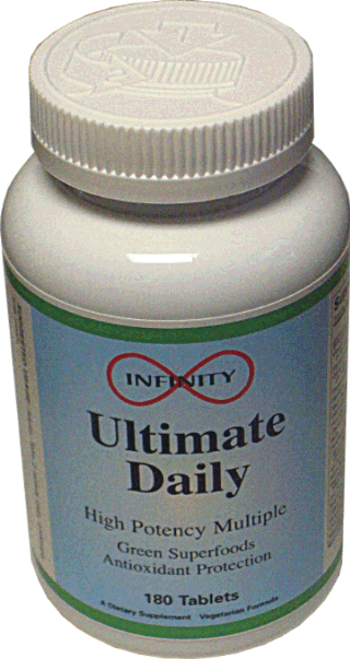 Ultimate Daily multi-vitamins are unique and the most powerful general use multi vitamins made. Daily use (two tablets) will provide all the essential vitamins and minerals needed to keep your body healthy. The added benifits of powerful plant "superfoods", herbs and amino acids will boost your immune system and give you the energy an active person needs to survive in this hectic and dangerous world.